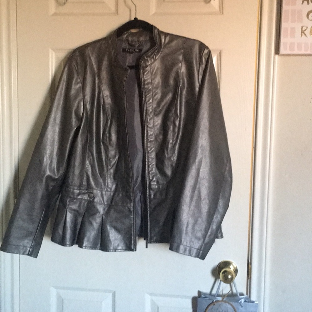 Sliver leather jacket